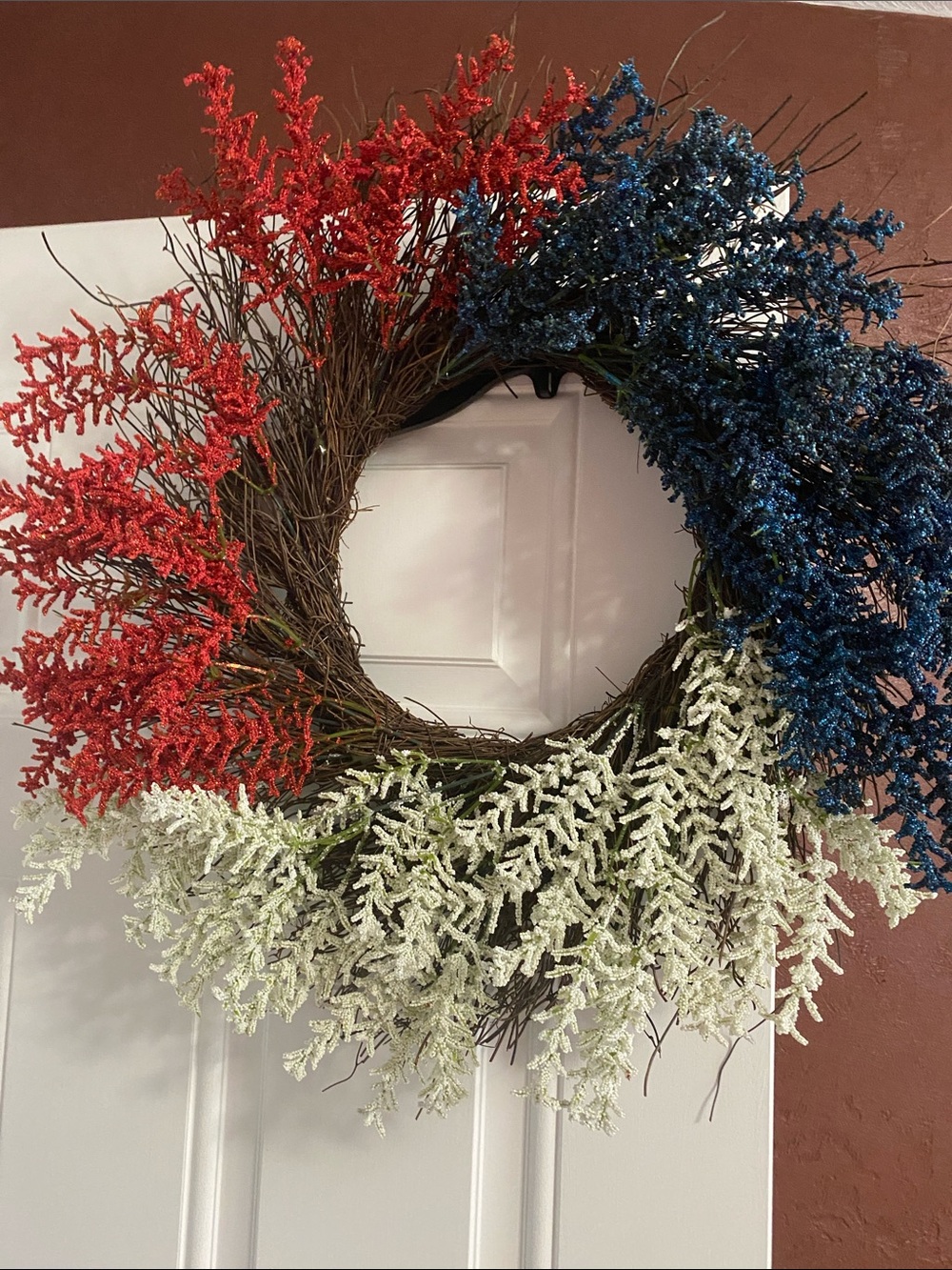 Patriotic Red, White & Blue Holiday Wreath - 9” diameter